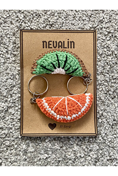 Nevdusha Design Kiwi And Orange Sliced Knitted Keychain