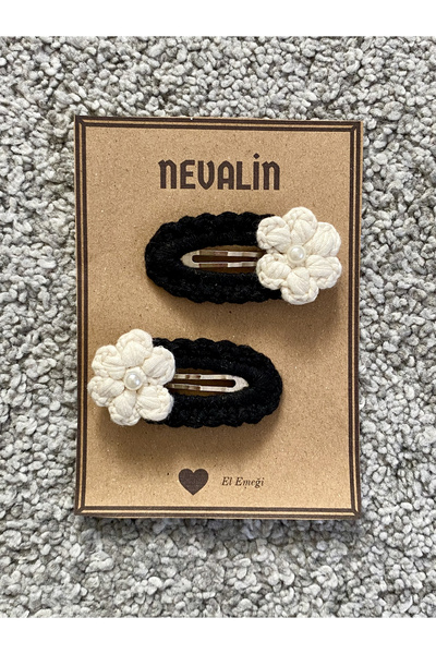 NEVALİN Flower Detailed Colorful Knitted Snap Girl's Buckle