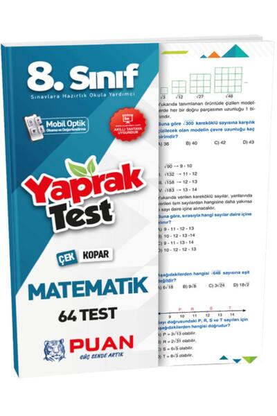 Puan Yayınları 8. Sınıf Matematik 64 Çek Kopar Yaprak Test Puan Yayınları