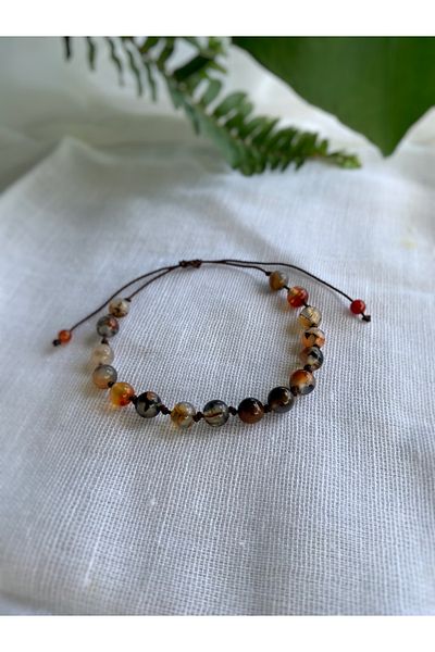 Atölye Merdiven Unisex 6mm Agate Stone Design Natural Stone Bracelet