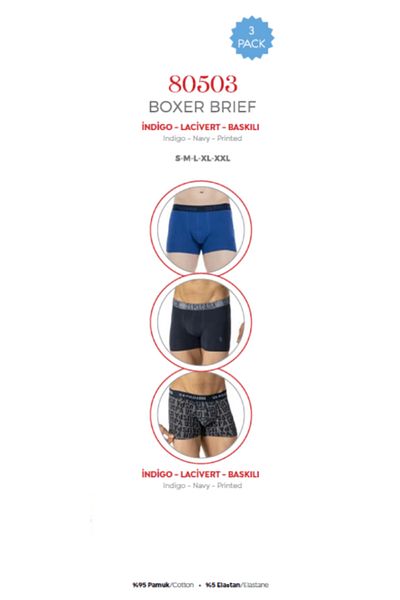 U.S. Polo Assn. Αρσενικό, Αδειοδοτημένο, USPA, Indigo-Navy-Printed 3-Boxer