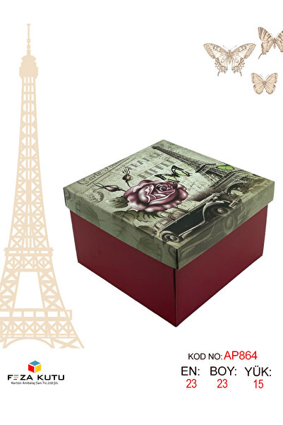 Feza Kutu 23x23x15 Hediyelik Kutu Kraft Kutu Karton Kutu YIlbaşı Kutusu Pasta...