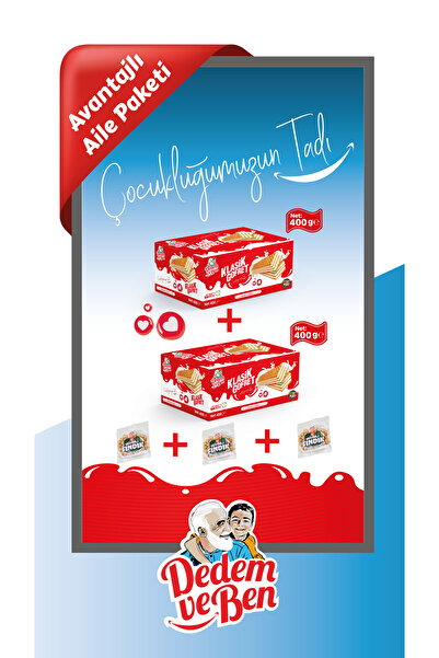 DEDEM VE BEN El Yapımı Klasik Gofret 400 gr 2'li Ve Sevimli Fındık 30 gr 3'lü...