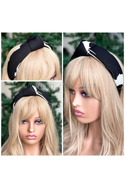 QUEEN AKSESUAR Coroană cu noduri mari, cu model alb-negru, cu burete bombat, ...