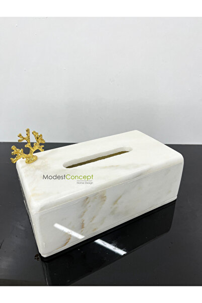 Modestmarluxury Doğal Beyaz Mermer Peçtelik -mendil Kutusu - Peçete Kutusu Go...