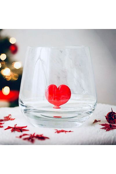 nazarboncuğu Handmade Heart Figured Glass Single Water Cup