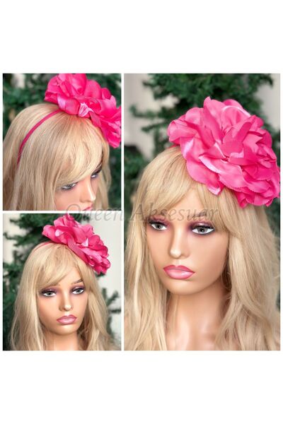 QUEEN AKSESUAR Coroană metalică cu flori mari de trandafir din satin importat...