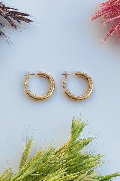 The Collection Tarnishable Women's Italian Model Gold Hoop Earrings