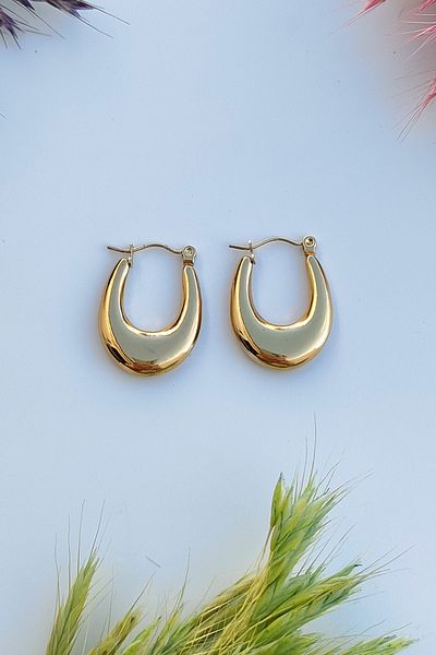 The Collection Tarmaz Women's Domed Oval Pattern Gold Earrings