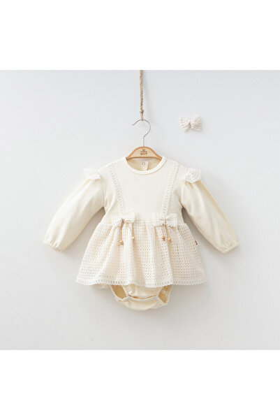 DIDuStore Bow Detailed Baby Romper and Headband Set