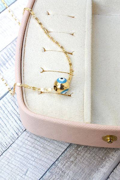 Neva GOLD PLATED ARPA CHAIN TURQUOISE MINI CUBE BIGUTER NECKLACE