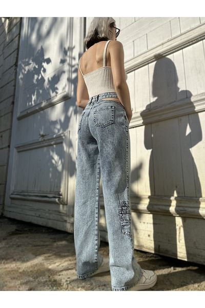 LUCHA SLIP DETAIL STRAIGHT JEANS