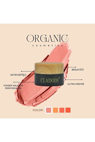 cladode Rosa -organik-nourishing Cream Blush - Lip&cheek&eyeshadow / Besleyici Krem Allık - Ruj&allık&far
