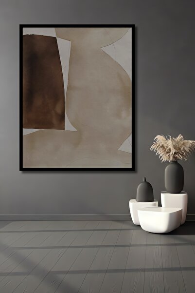 Teona Ahşap Dekoratif Ahşap Krem Ve Kahverengi Soyut Tablo Çerçeve Görünümlü ...
