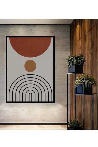 Teona Ahşap Dekoratif Bohem Minimalist Soyut Çizim Ahşap Tablo Çerçeve Görünü...