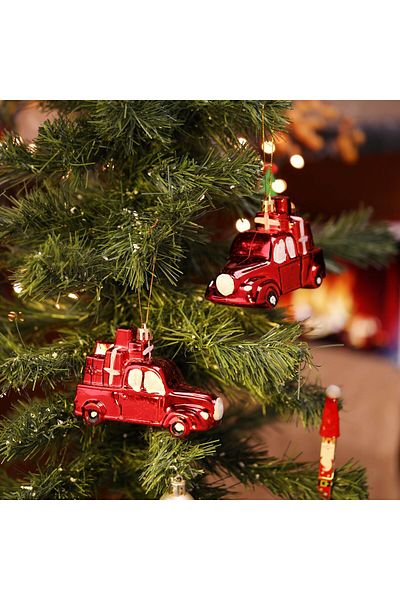 Yenigeldi 2 Pieces Car Shaped Pine Tree Ornament, Christmas Christmas Tree Decoration