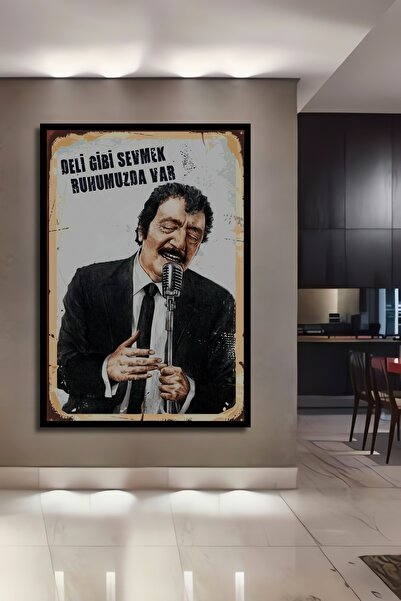 Teona Ahşap Dekoratif Tablo Müslüm Gürses Retro Ahşap Poster Çerçeve Görünüml...