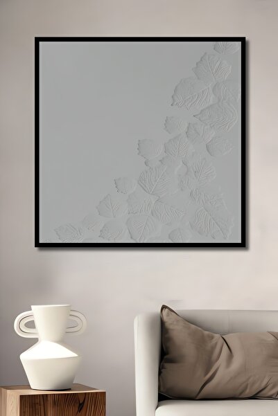 Teona Ahşap Ahşap Çınar Kabartma Efektli 3 Boyutlu Beyaz Tablo Çerçeve Görünü...