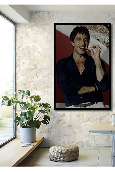 Teona Ahşap Dekoratif Dikey Tony Montana Duvar Tablo Ahşap Dikdörtgen Tablo