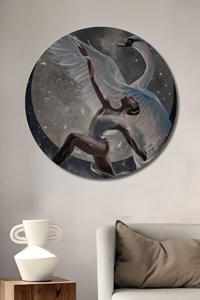 Teona Ahşap Dekoratif Ahşap Kuğu Ve Balerin Marcel Sanat Elmas Mozaik Tablo Ş...