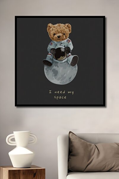 Teona Ahşap Ahşap Astronot Ayıcık Desenli Mdf Tablo Yüksek Kaliteli Çerçeve G...