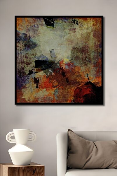 Teona Ahşap Ahşap Soyut Renkli Şekiller Duvar Tablosu Ev Ofis Tablo Çerçeve G...