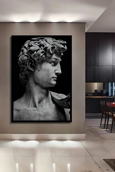 Teona Ahşap Dekoratif Michelangelo Heykel Görünümlü Ahşap Tablo Çerçeve Görünümlü Dikey Duvar Dekorasyon Tablosu