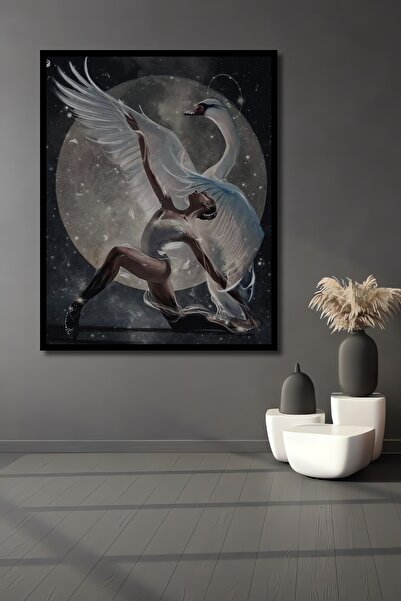 Teona Ahşap Ahşap Kuğu Ve Balerin Marcel Sanat Elmas Mozaik Tablo Çerçeve Gör...