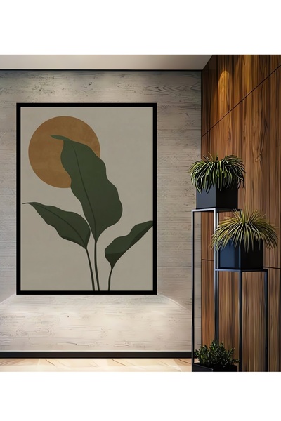 Teona Ahşap Dekoratif Bohem Yapraklar 6 Mdf Ahşap Tablo Çerçeve Görünümlü Dik...