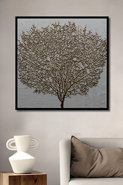 Teona Ahşap Ahşap Tablo Baskılı Modern Soyut Altın Renkli Ağaç Çerçeve Görünü...