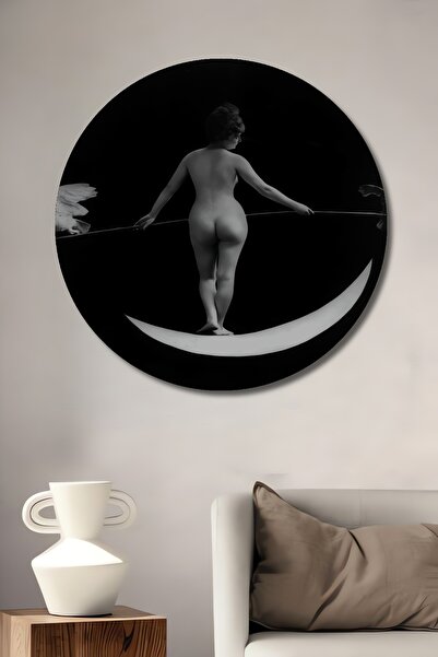 Teona Ahşap Dekoratif Ahşap Tablo Kadın 3 Boyutlu Kadın Sanat Şık Yuvarlak Du...