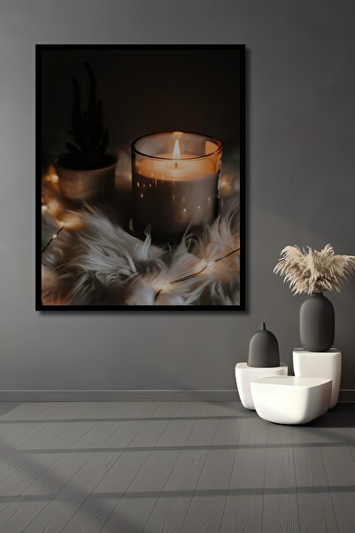 Teona Ahşap Dekoratif Lüks Ahşap Tablo Mum Çerçeve Görünümlü Dikey Duvar Deko...