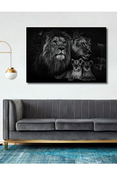 Teona Ahşap Aslan Family-Ahşap Tablo Oturma Ofis Antre Cafe Için Duvar Dekoru...