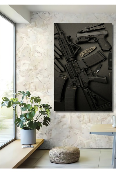 Teona Ahşap Dekoratif Dikey Silah Duvar Tablo Ahşap Dikdörtgen Tablo