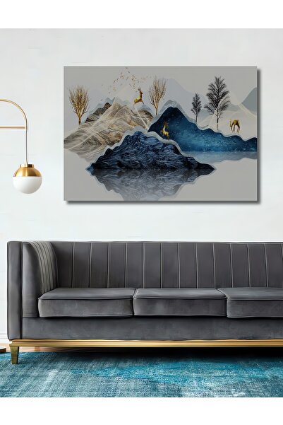 Teona Ahşap Dekoratif Ahşap Tablo Altın 3 Boyutlu Altın Geyik Posteri Şık Yat...