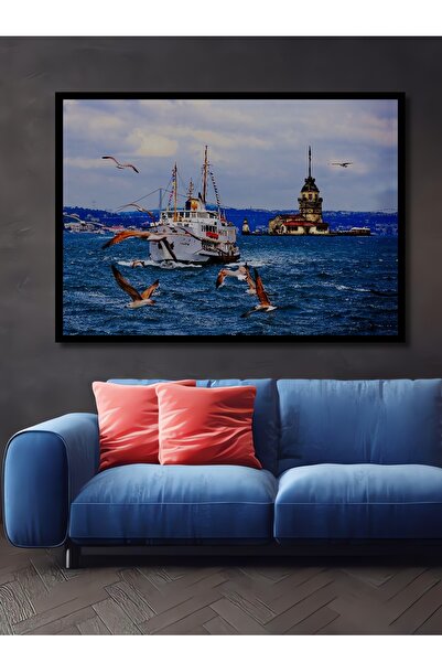 Teona Ahşap Dekoratif Ahşap Istanbul Tablosu Şık Yatay Duvar Dekorasyon Tablosu
