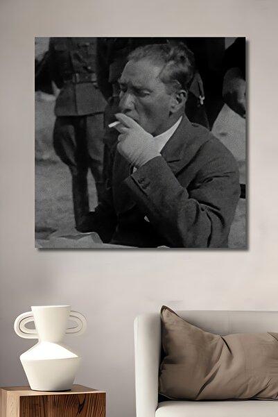 Teona Ahşap Dekoratif Dikey Sigara İçen Atatürk Duvar Tablo Ahşap Dikdörtgen ...