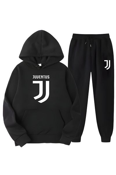MAGORS SVART WEAR Juventus Printed Hooded Combination Bottom Top Tracksuit Set