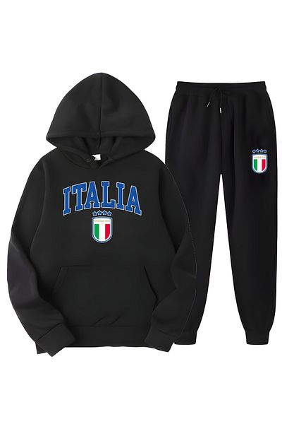 MAGORS SVART WEAR ITALIA Printed Hooded Combination Bottom Top Tracksuit Set
