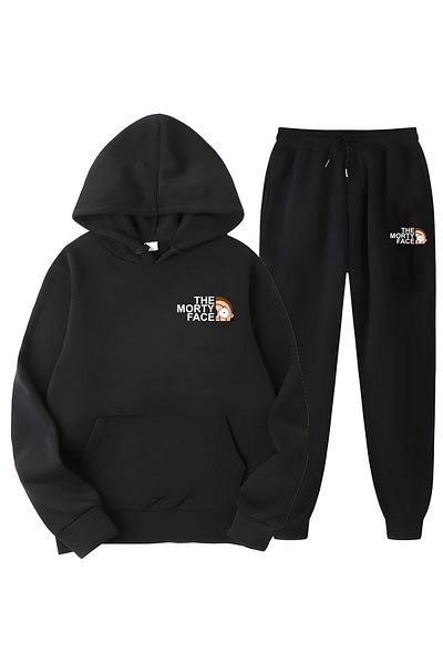 MAGORS SVART WEAR The Morty Face Printed Hooded Combination Bottom Top Tracksuit Set