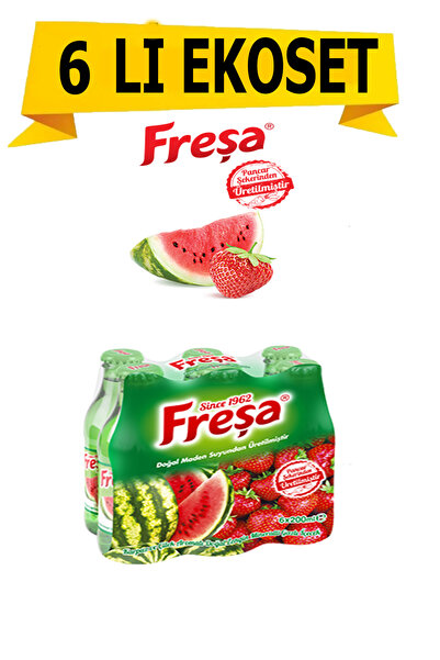FREŞA Karadeniz den Doğal Mineralli Doğal Pancar Şekeri Kullanılmış Karpuz Çilek Maden Suyu 6 Lı