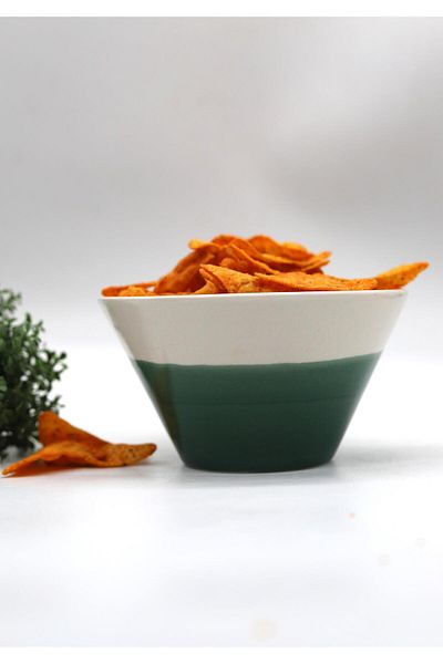 Tardan Handmade Ceramic BOWL 16 cm GREEN WHITE