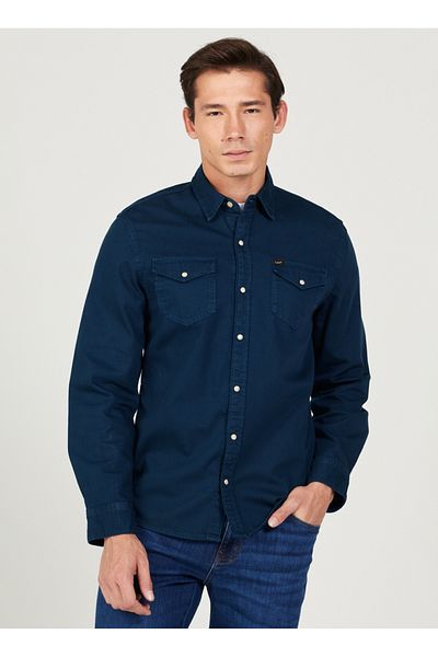 Lee Regular Fit Navy Blue Men's Shirt L232380410 Long Sleeve Shirt