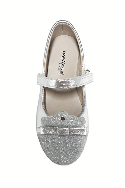 welissa Silver Lame Crown Bow Girls' Ballerinas