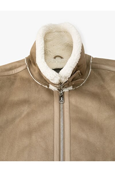 Koton Σουέντ τζάκετ εσωτερικά με βελούδινη λεπτομέρεια τσέπης και φερμουάρ