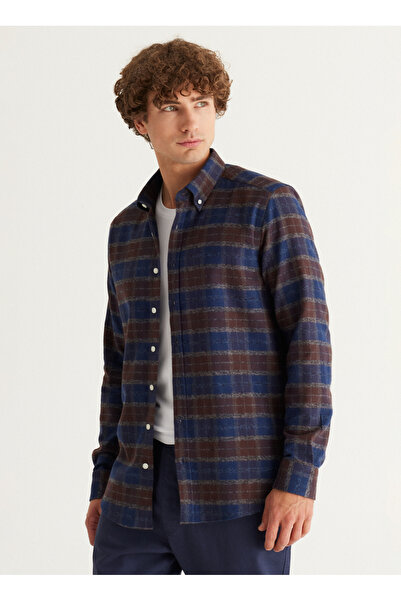 ALTINYILDIZ CLASSICS Altıny Yıldız Classics Slim Fit яка с копчета тъмносиня ...