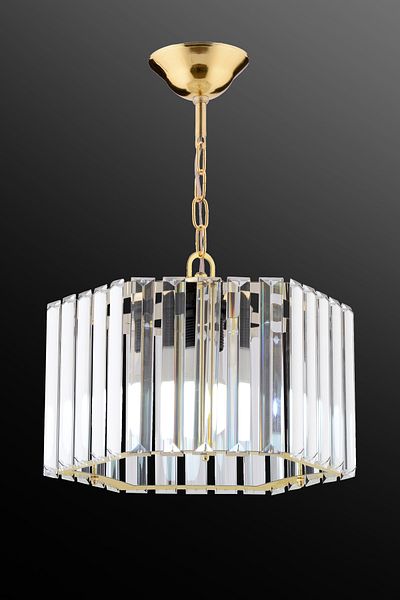 M Mediyamu Aydınlatma Hexagonal Crystal Stone Detailed - Pendant Lamp Gold Living Room Kitchen Hall Room Chandelier