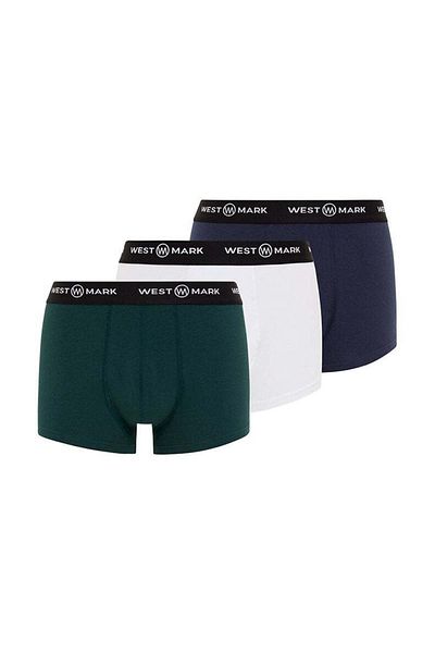WESTMARK LONDON Ανδρικό σετ μπόξερ 3 τεμαχίων λευκό Navy Blue Khaki χωρίς μοτίβο κανονική εφαρμογή RIVER TRUNK