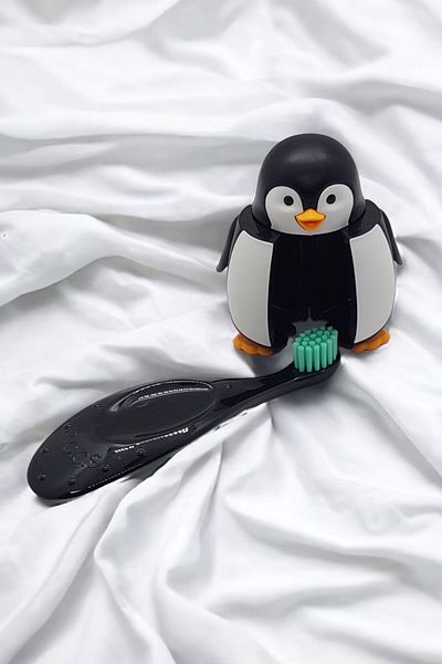 R.O.C.S. 0-3 Years Baby Neon Toothbrush and Hygienic Storage Container Set - Turquoise and Flipper Penguin