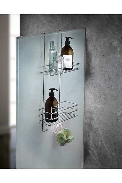 Sas Haus Durable Stainless 2 Tier Shower Shelf with Hanger Soap Dish Shampoo Holder Showercabin Hanger Chrome